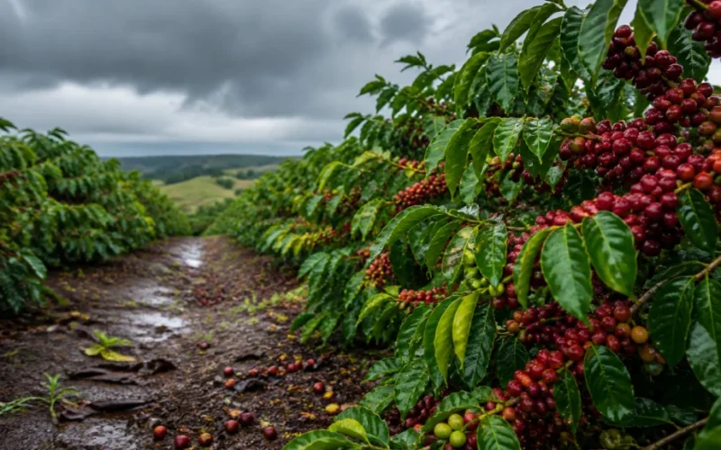 Colheita de Café Arábica na Expocacer Atinge 96%: Chuvas Prejudicam Safra, Mas Florada Promissora Indica Futuro